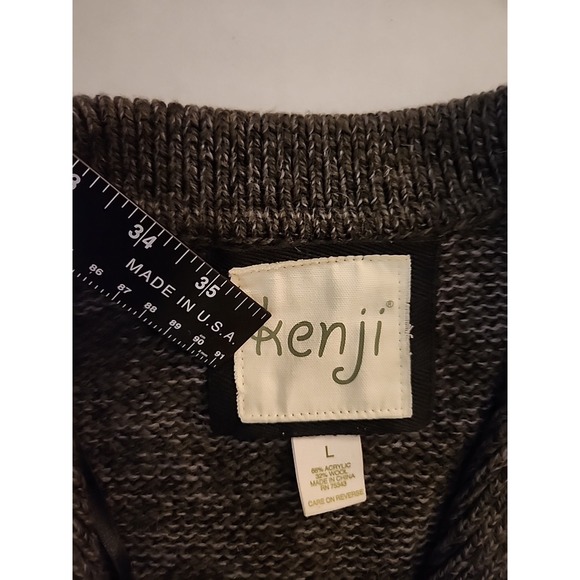 Kenji Peplum Cardigan Classic Feminine Gray‎ Heather Button Tab Sweater Womens L - Picture 13 of 13